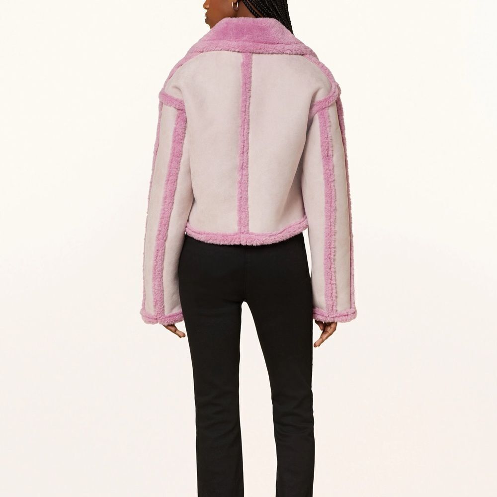 Revolve Berlin OW Collection Faux Shearling Pink Pastel Jacket Large - Picture 3 of 12